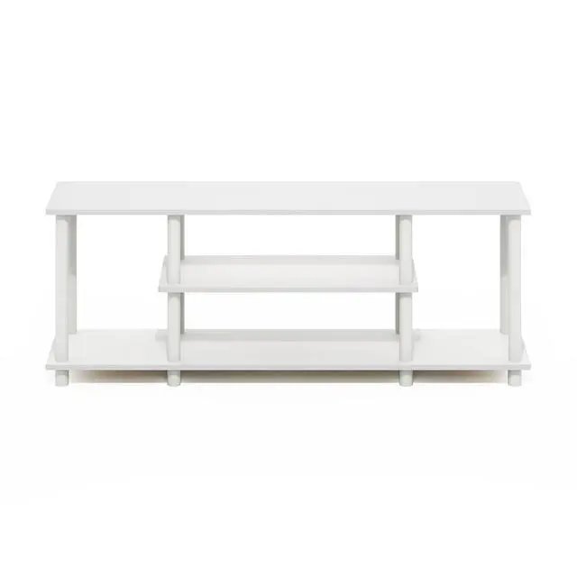 Alt view image 5 of 6 - Turn-N-Tube TV Stand, 3-Tier Open Frame Rectangular Entertainment Center with Storage Shelf, TV Console for TV up to 50 Inch, Toolless Assembly, for Living Room, Bedroom, White
