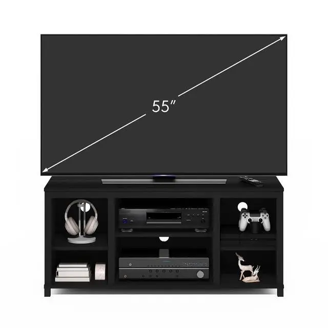 Alt view image 3 of 6 - Classic TV Stand, Entertainment Center, TV Console for TV up to 55 Inch with Shelves, for Living Room, Bedroom, Americano
