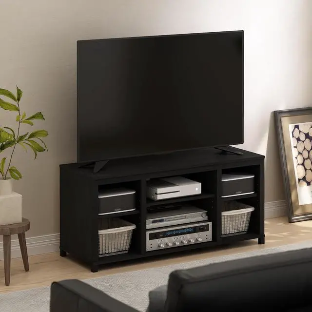 Alt view image 2 of 6 - Classic TV Stand, Entertainment Center, TV Console for TV up to 55 Inch with Shelves, for Living Room, Bedroom, Americano