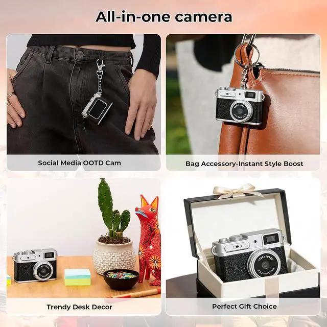 Alt view image 2 of 7 - Mini Digital Camera 1080P HD - Keychain Small Camera with 64GB Card, 0.96" HD Display, Fun Pocket-Sized Gadget for Kids & Adults,Video Recorder with Long Battery Life for Travel, Black