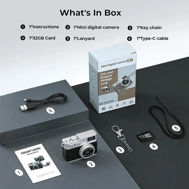 Alt view image 5 of 7 - Mini Digital Camera 1080P HD - Keychain Small Camera with 64GB Card, 0.96" HD Display, Fun Pocket-Sized Gadget for Kids & Adults,Video Recorder with Long Battery Life for Travel, Black