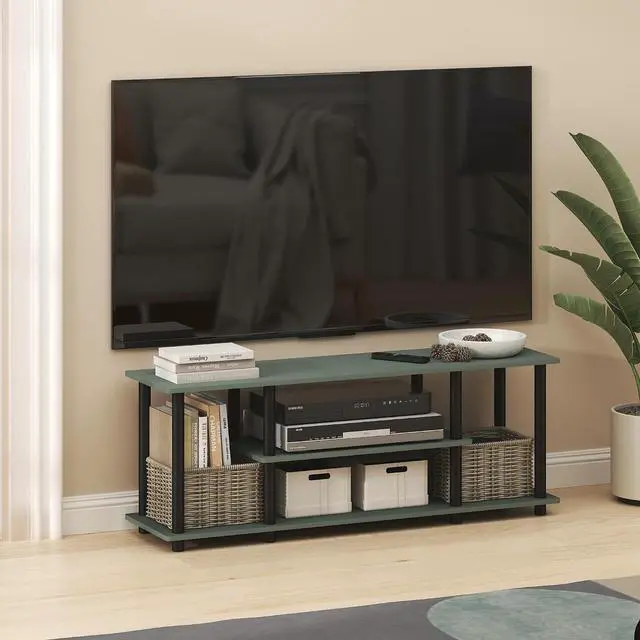 Main image of Turn-N-Tube TV Stand, 3-Tier Open Frame Rectangular Entertainment Center with Storage Shelf, TV Console for TV up to 50 Inch, Toolless Assembly, for Living Room, Bedroom, Sage Green