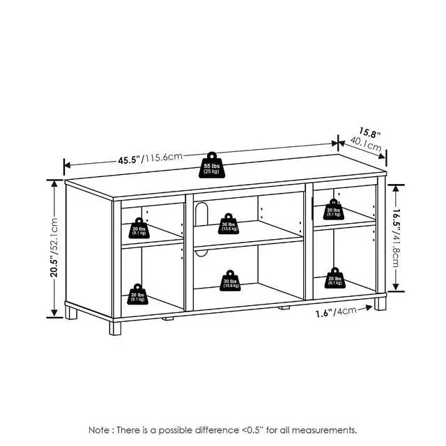 Alt view image 6 of 6 - Classic TV Stand, Entertainment Center, TV Console for TV up to 55 Inch with Shelves, for Living Room, Bedroom, Americano
