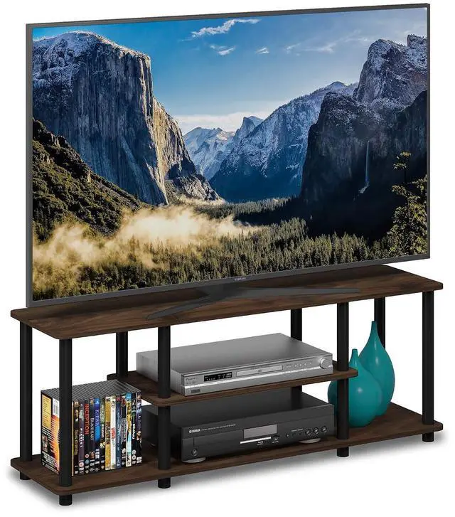 Main image of Turn-N-Tube No Tools 3D 3-Tier Entertainment TV Stand up to 50 inch TV, Round Tubes, Columbia Walnut/Black