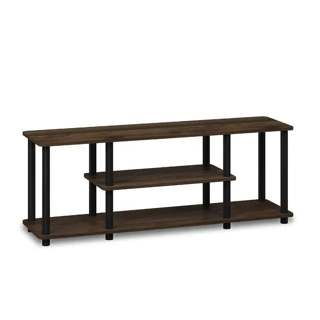 Alt view image 3 of 5 - Turn-N-Tube No Tools 3D 3-Tier Entertainment TV Stand up to 50 inch TV, Round Tubes, Columbia Walnut/Black
