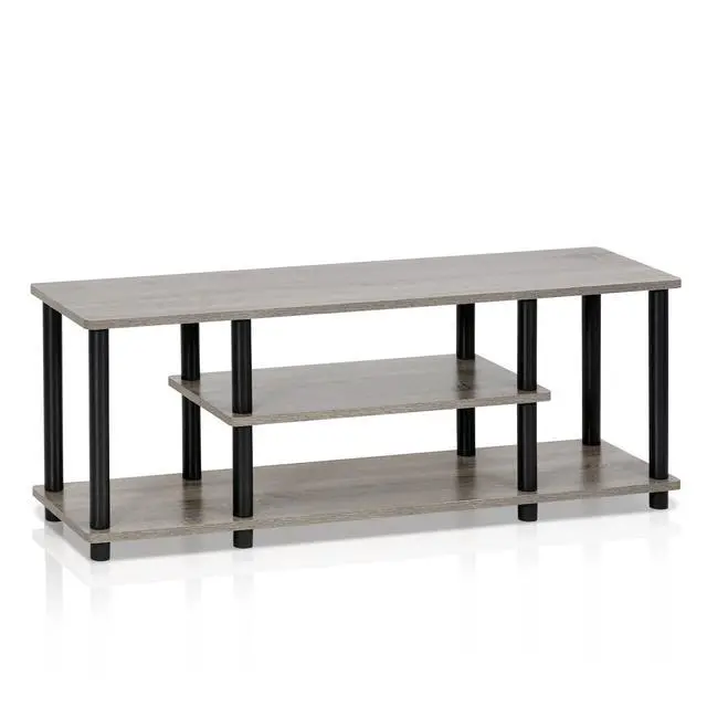 Alt view image 4 of 6 - Turn-N-Tube No Tools 3D 3-Tier Entertainment TV Stand up to 50 inch TV, Round Tubes, French Oak Grey/Black