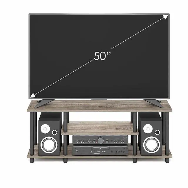 Alt view image 3 of 6 - Turn-N-Tube No Tools 3D 3-Tier Entertainment TV Stand up to 50 inch TV, Round Tubes, French Oak Grey/Black