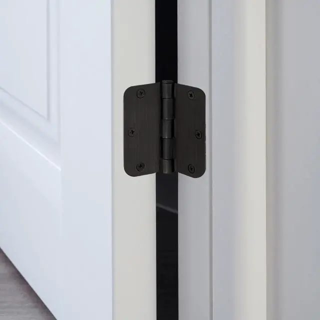 Alt view image 6 of 7 - Door Hinges for Interior Doors 12-Pack 3.5-inch x 3.5-inch Rounded 5/8-inch Radius Steel Door Hinge Oil Rubbed Bronze Fits Standard Doors Design House 189779