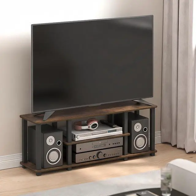 Main image of Turn-S-Tube TV Stand, 3-Tier Toolless Assembly Entertainment Center, Rectangular TV Console for TV up to 50 Inch, for Living Room, Bedroom, Amber Pine