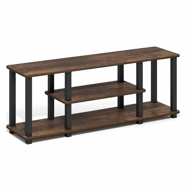 Alt view image 6 of 7 - Turn-S-Tube TV Stand, 3-Tier Toolless Assembly Entertainment Center, Rectangular TV Console for TV up to 50 Inch, for Living Room, Bedroom, Amber Pine