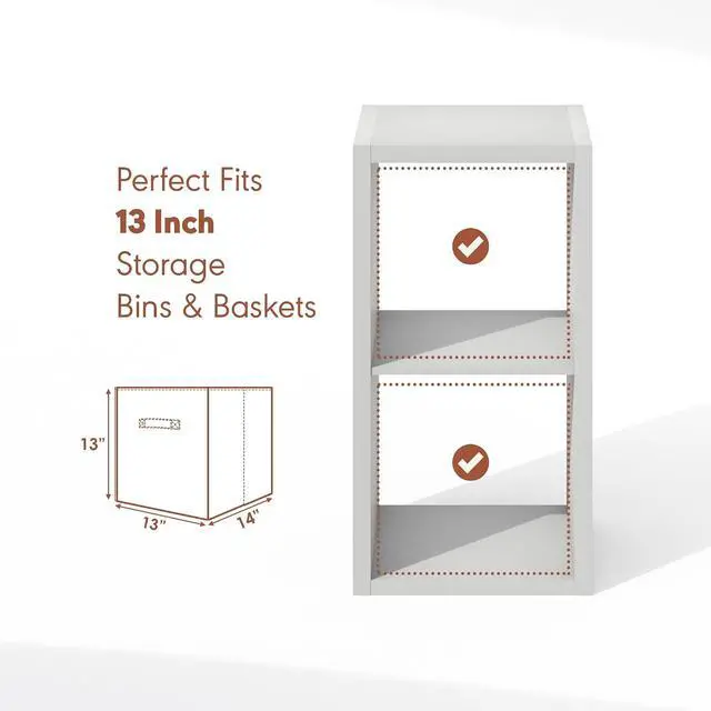Alt view image 6 of 7 - Cubicle Record Player Stand with Vinyl Storage, 2-Cube 1.2 Extra Thick Vinyl Record Storage, Open Back Media Shelf for CD DVD Blueray Game Disc, for Living Room, Home Office, Light Grey