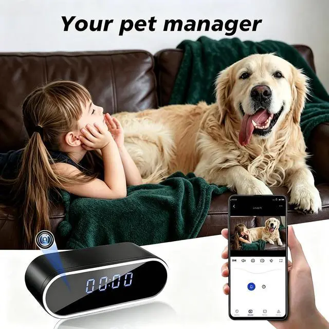 Alt view image 6 of 7 - WiFi Clock Hidden Camera - 1080P HD Nanny Cam with Night Vision & Motion Detection Alerts, Smart Home Security Camera for Indoor Monitoring (No Audio, No SD Card)