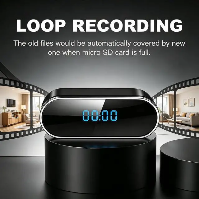 Alt view image 4 of 7 - WiFi Clock Hidden Camera - 1080P HD Nanny Cam with Night Vision & Motion Detection Alerts, Smart Home Security Camera for Indoor Monitoring (No Audio, No SD Card)