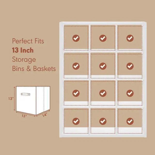 Alt view image 6 of 7 - Cubicle Record Player Stand with Vinyl Storage, 12-Cube 1.2 Extra Thick Vinyl Record Storage, Open Back Media Shelf for CD DVD Blueray Game Disc, for Living Room, Home Office, White