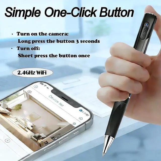 Alt view image 3 of 5 - 1080P Hidden Camera Pen, Mini Spy Camera with Motion Detection & Loop Recording, 150-Min Battery, Portable Nanny Cam for Home Office Security, No WiFi Needed, No Audio