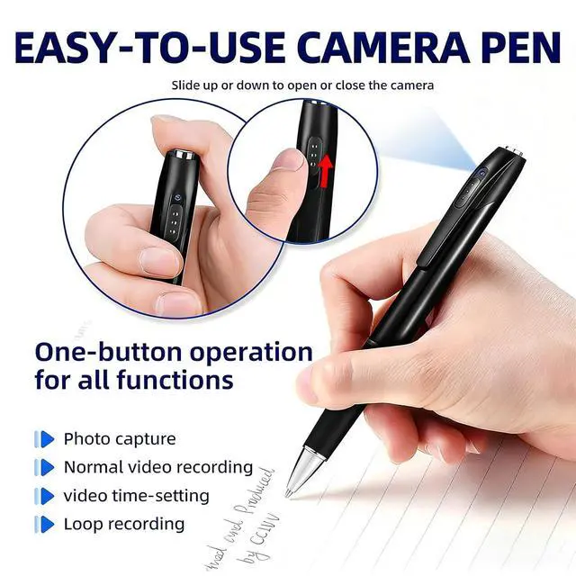 Alt view image 2 of 5 - 1080P Hidden Camera Pen, Mini Spy Camera with Motion Detection & Loop Recording, 150-Min Battery, Portable Nanny Cam for Home Office Security, No WiFi Needed, No Audio