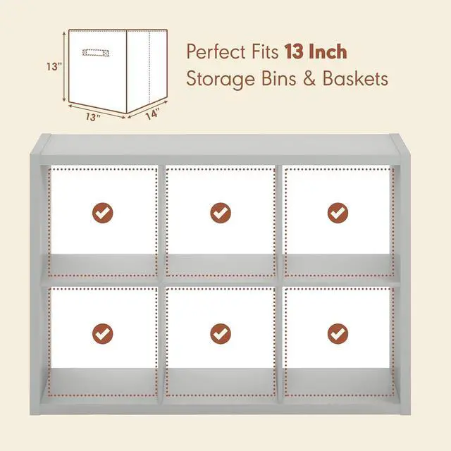 Alt view image 6 of 7 - Cubicle Record Player Stand with Vinyl Storage, 6-Cube 1.2 Extra Thick Vinyl Record Storage, Open Back Media Shelf for CD DVD Blueray Game Disc, for Living Room, Home Office, Light Grey