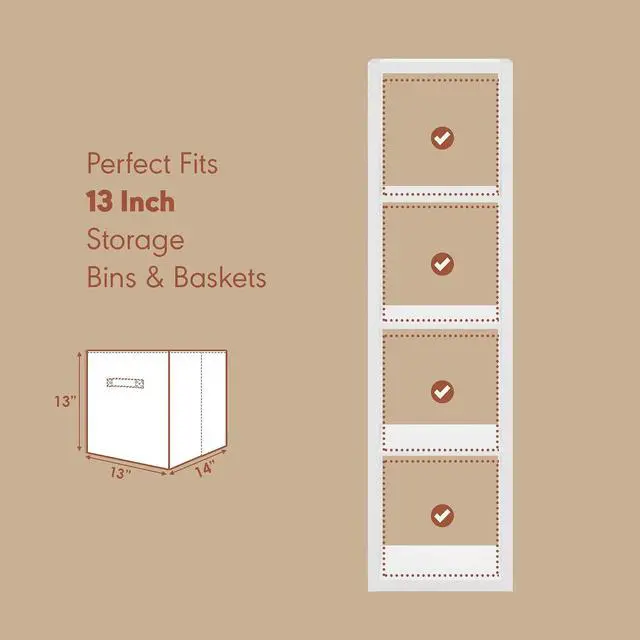 Alt view image 7 of 7 - Cubicle Record Player Stand with Vinyl Storage, 4-Cube 1.2 Extra Thick Vinyl Record Storage, Open Back Media Shelf for CD DVD Blueray Game Disc, for Living Room, Home Office, White
