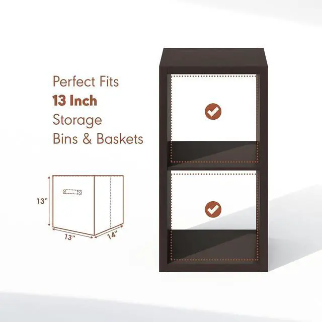 Alt view image 6 of 7 - Cubicle Record Player Stand with Vinyl Storage, 2-Cube 1.2 Extra Thick Vinyl Record Storage, Open Back Media Shelf for CD DVD Blueray Game Disc, for Living Room, Home Office, Black Dark Oak
