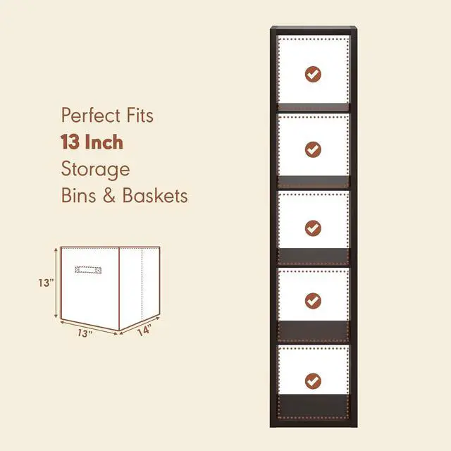 Alt view image 2 of 7 - Cubicle Record Player Stand with Vinyl Storage, 5-Cube 1.2 Extra Thick Vinyl Record Storage, Open Back Media Shelf for CD DVD Blueray Game Disc, for Living Room, Home Office, Black Dark Oak
