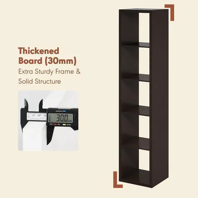 Alt view image 6 of 7 - Cubicle Record Player Stand with Vinyl Storage, 5-Cube 1.2 Extra Thick Vinyl Record Storage, Open Back Media Shelf for CD DVD Blueray Game Disc, for Living Room, Home Office, Black Dark Oak