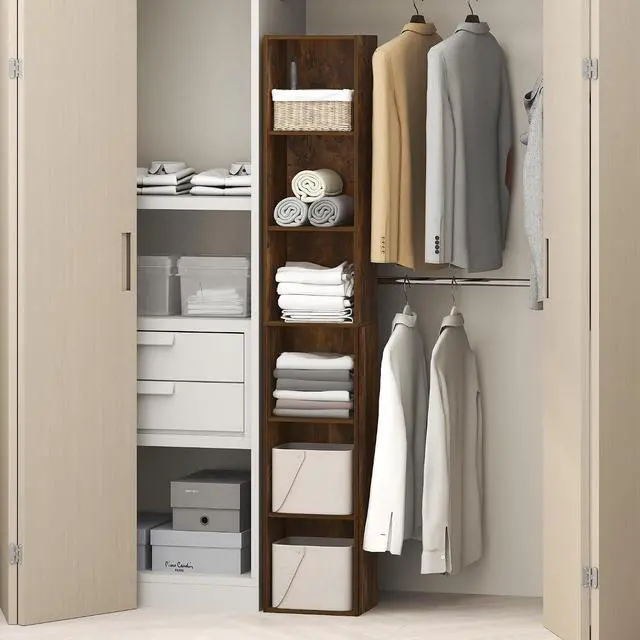 Main image of Cubicle 6-Tier Closet Organizers and Storage, Closet Organizer, Open Shelf Closet Storage, 21.1" W, for Wardrobe, Bedroom, Living Room, Amber Pine