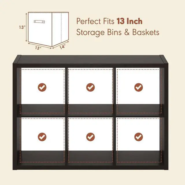 Alt view image 6 of 7 - Cubicle Record Player Stand with Vinyl Storage, 6-Cube 1.2 Extra Thick Vinyl Record Storage, Open Back Media Shelf for CD DVD Blueray Game Disc, for Living Room, Home Office, Black Dark Oak