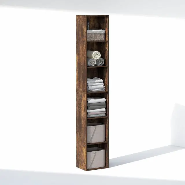 Alt view image 4 of 7 - Cubicle 6-Tier Closet Organizers and Storage, Closet Organizer, Open Shelf Closet Storage, 21.1" W, for Wardrobe, Bedroom, Living Room, Amber Pine