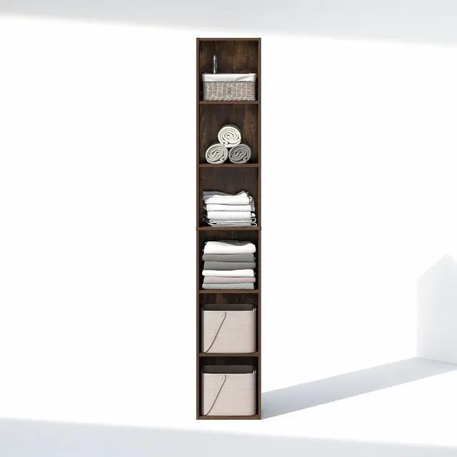 Alt view image 5 of 7 - Cubicle 6-Tier Closet Organizers and Storage, Closet Organizer, Open Shelf Closet Storage, 21.1" W, for Wardrobe, Bedroom, Living Room, Amber Pine
