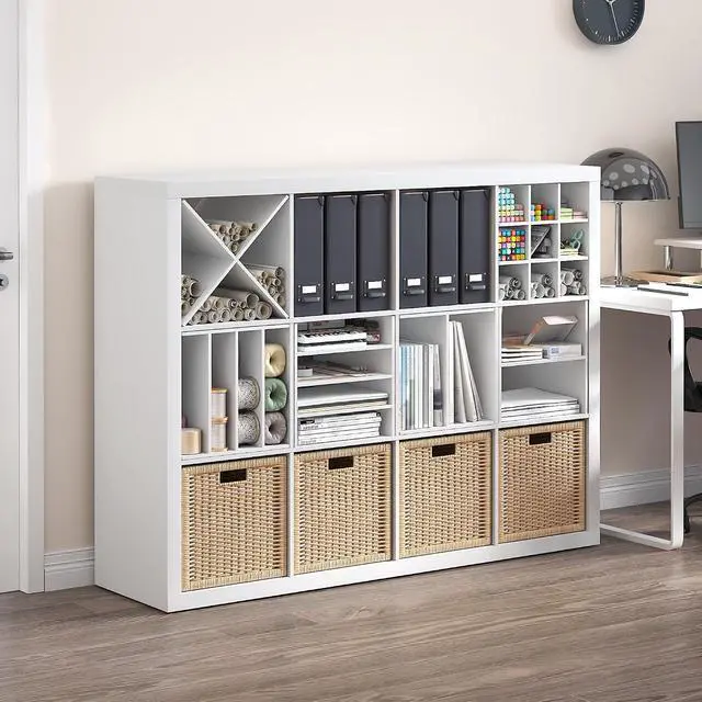 Alt view image 2 of 7 - Cubicle Cube Insert, H-Shelf Cube Organizer, 2-Tier Shelf Accessory, Fits into Furinno Triple Thick Cubes, IKEA Kallax, for Organizers and Storage, White