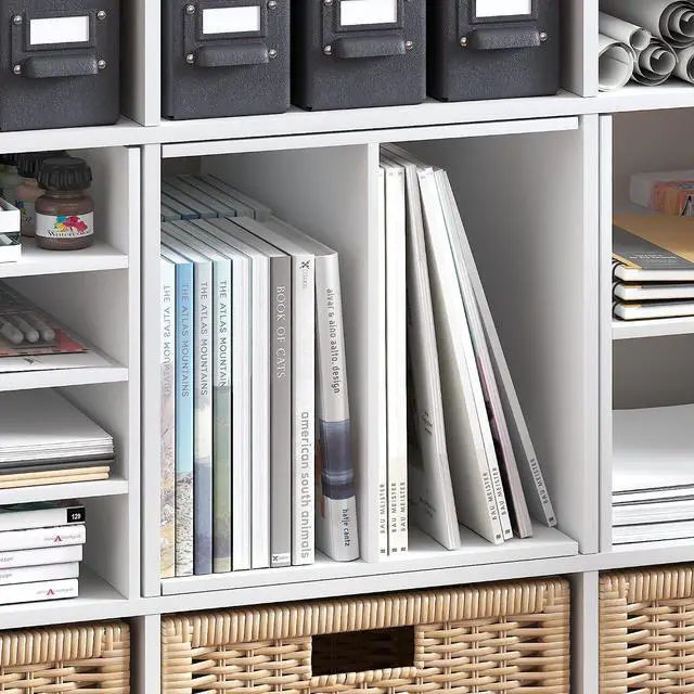 Alt view image 7 of 7 - Cubicle Cube Insert, H-Shelf Cube Organizer, 2-Tier Shelf Accessory, Fits into Furinno Triple Thick Cubes, IKEA Kallax, for Organizers and Storage, White