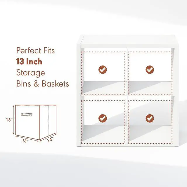 Alt view image 6 of 7 - Cubicle Record Player Stand with Vinyl Storage, 4-Cube 1.2 Extra Thick Vinyl Record Storage, Open Back Media Shelf for CD DVD Blueray Game Disc, for Living Room, Home Office, White