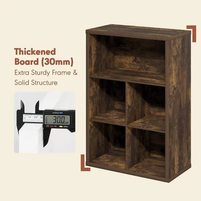 Alt view image 4 of 7 - Cubicle Record Player Stand with Vinyl Storage, 5-Cube 1.2 Extra Thick Vinyl Record Storage, Open Back Media Shelf for CD DVD Blueray Game Disc, for Living Room, Home Office, Amber Pine