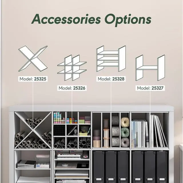 Alt view image 5 of 7 - Cubicle Cube Insert, H-Shelf Cube Organizer, 2-Tier Shelf Accessory, Fits into Furinno Triple Thick Cubes, IKEA Kallax, for Organizers and Storage, White