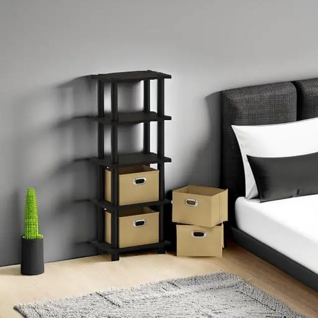 Alt view image 2 of 7 - LACi 4-Bins System Rack, 11.3(W) x 28.8(H) Inch, Espresso/Black