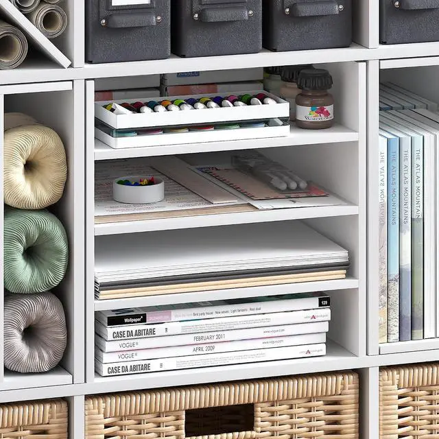 Alt view image 6 of 7 - Cubicle Cube Insert, 3-Shelf Cube Organizer, 3-Tier Shelf Accessory, Fits into Furinno Triple Thick Cubes, IKEA Kallax, for Organizers and Storage, White