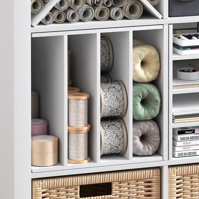 Alt view image 7 of 7 - Cubicle Cube Insert, 3-Shelf Cube Organizer, 3-Tier Shelf Accessory, Fits into Furinno Triple Thick Cubes, IKEA Kallax, for Organizers and Storage, White