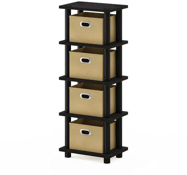 Alt view image 4 of 7 - LACi 4-Bins System Rack, 11.3(W) x 28.8(H) Inch, Espresso/Black
