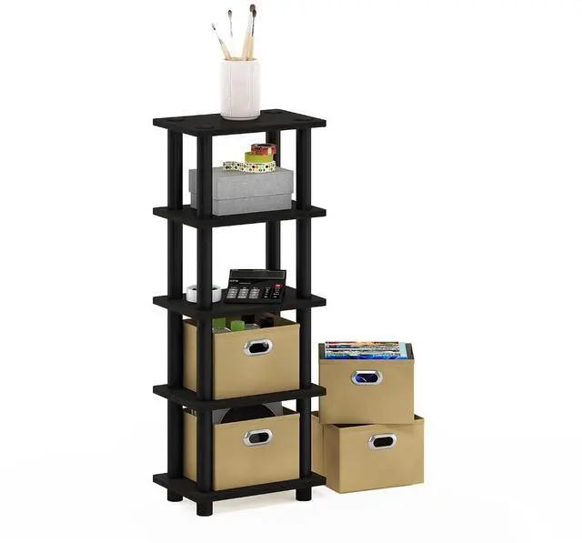 Alt view image 7 of 7 - LACi 4-Bins System Rack, 11.3(W) x 28.8(H) Inch, Espresso/Black