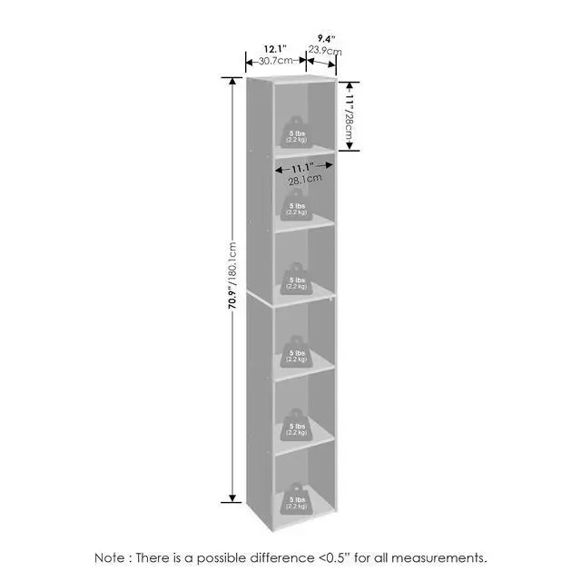 Alt view image 2 of 7 - Cubicle 6-Tier Closet Organizers and Storage, Closet Organizer, Open Shelf Closet Storage, 21.1" W, for Wardrobe, Bedroom, Living Room, Amber Pine