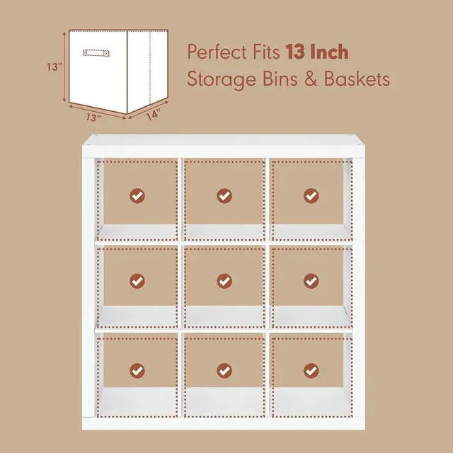 Alt view image 6 of 7 - Cubicle Record Player Stand with Vinyl Storage, 9-Cube Vinyl Record Storage, 1.65" Triple Thick Open Back Media Shelf for CD DVD Blueray Game Disc, for Living Room, Home Office, White