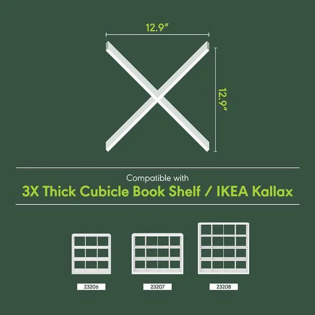 Alt view image 5 of 7 - Cubicle Cube Insert, X-Shelf Cube Organizer, 3-Shelf Accessory, Fits into Triple Thick Cubes Series, IKEA Kallax, for Organizers and Storage, Black Dark Oak