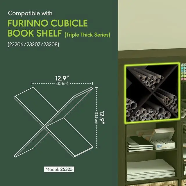 Alt view image 3 of 7 - Cubicle Cube Insert, X-Shelf Cube Organizer, 3-Shelf Accessory, Fits into Triple Thick Cubes Series, IKEA Kallax, for Organizers and Storage, Black Dark Oak