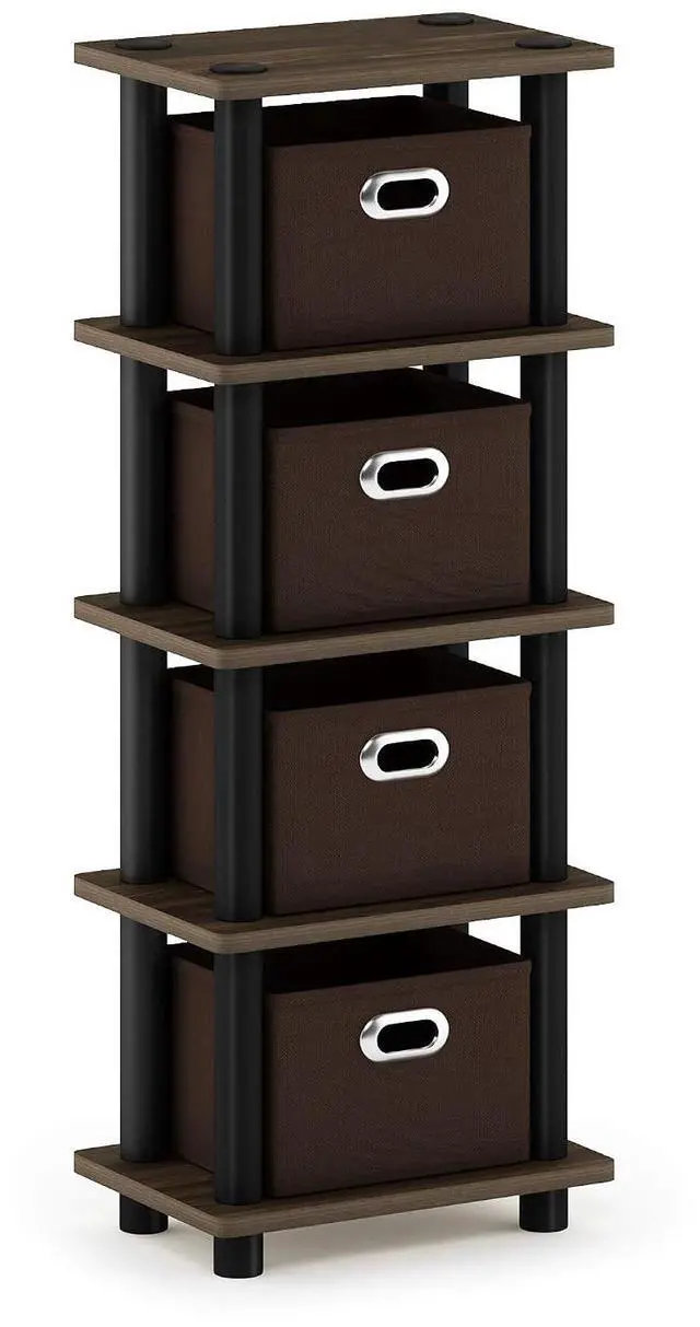 Main image of Turn-N-Tube 4-Bins System Rack, Columbia Walnut/Black/Dark Brown
