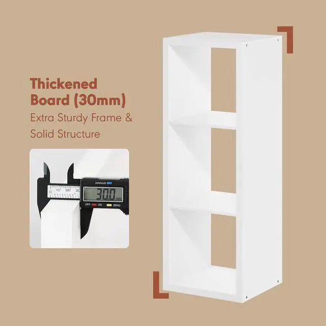 Alt view image 6 of 7 - Cubicle Record Player Stand with Vinyl Storage, 3-Cube 1.2 Extra Thick Vinyl Record Storage, Open Back Media Shelf for CD DVD Blueray Game Disc, for Living Room, Home Office, White