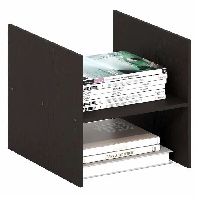 Main image of Cubicle Cube Insert, H-Shelf Cube Organizer, 2-Tier Shelf Accessory, Fits into Furinno Triple Thick Cubes, IKEA Kallax, for Organizers and Storage, Black Dark Oak