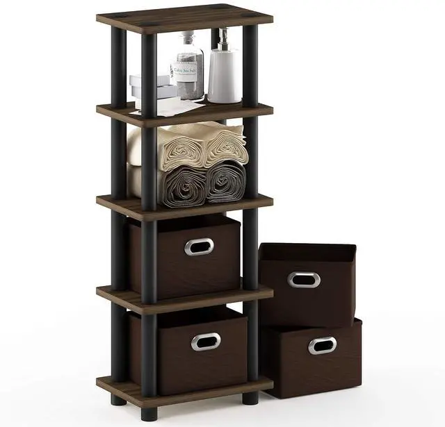 Alt view image 5 of 6 - Turn-N-Tube 4-Bins System Rack, Columbia Walnut/Black/Dark Brown