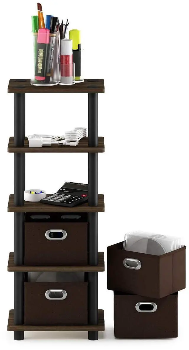 Alt view image 6 of 6 - Turn-N-Tube 4-Bins System Rack, Columbia Walnut/Black/Dark Brown