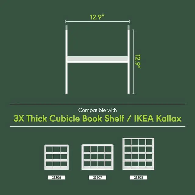 Alt view image 4 of 7 - Cubicle Cube Insert, H-Shelf Cube Organizer, 2-Tier Shelf Accessory, Fits into Furinno Triple Thick Cubes, IKEA Kallax, for Organizers and Storage, White