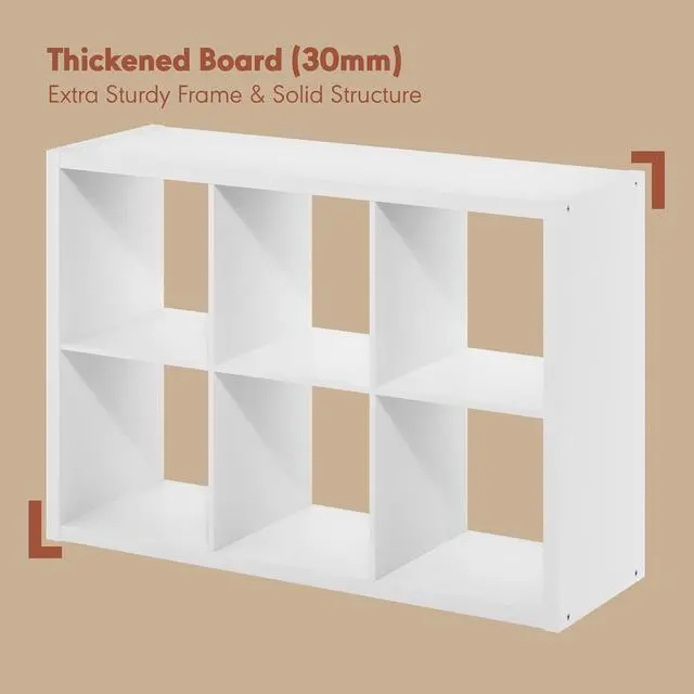 Alt view image 2 of 7 - Cubicle Record Player Stand with Vinyl Storage, 6-Cube 1.2 Extra Thick Vinyl Record Storage, Open Back Media Shelf for CD DVD Blueray Game Disc, for Living Room, Home Office, White